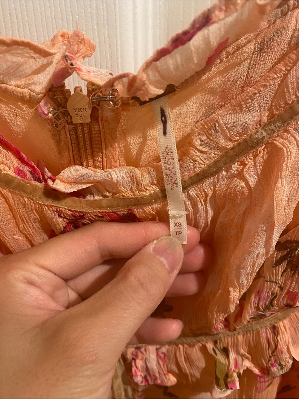 Peach Floral Ruffle Mini Dress - Picture 5 of 5